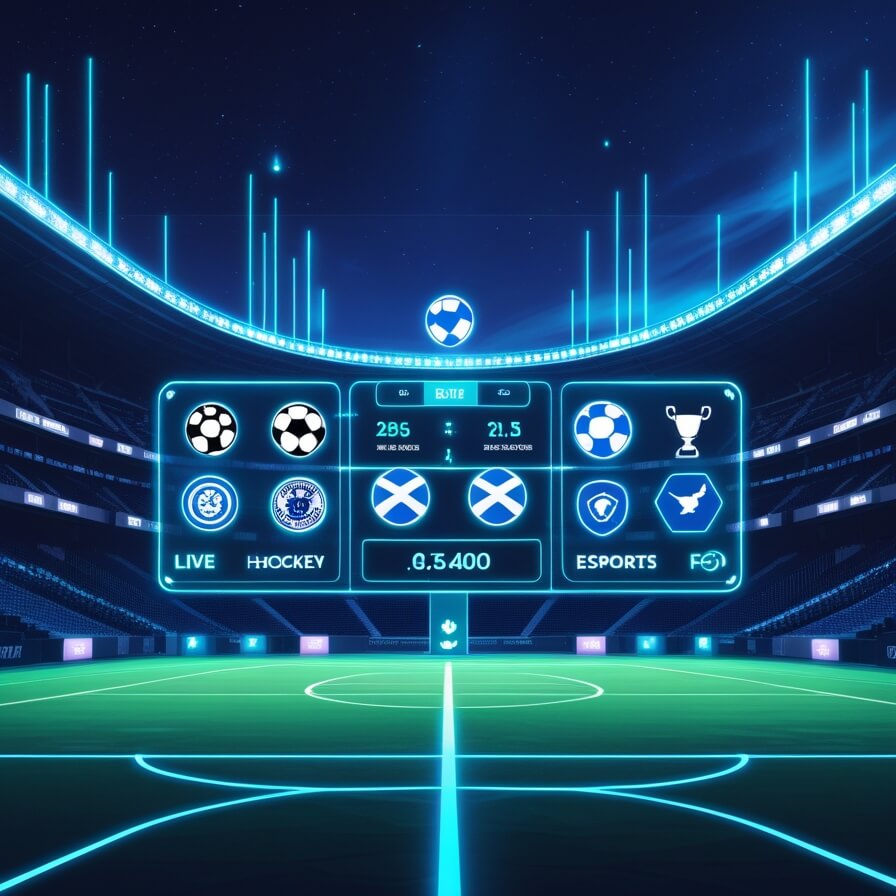 Live scoreboard overlay on a stadium scene hotloot sports betting